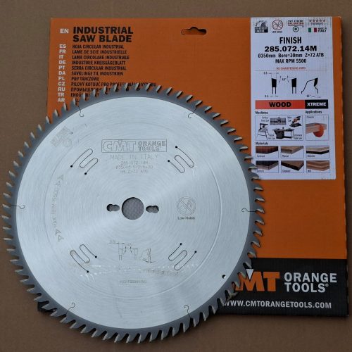 Acasa 16 Pânza circular CMT industrială pentru retezat si formatizat 350x3,5/2,5x30 z=72cod 285.072.14M