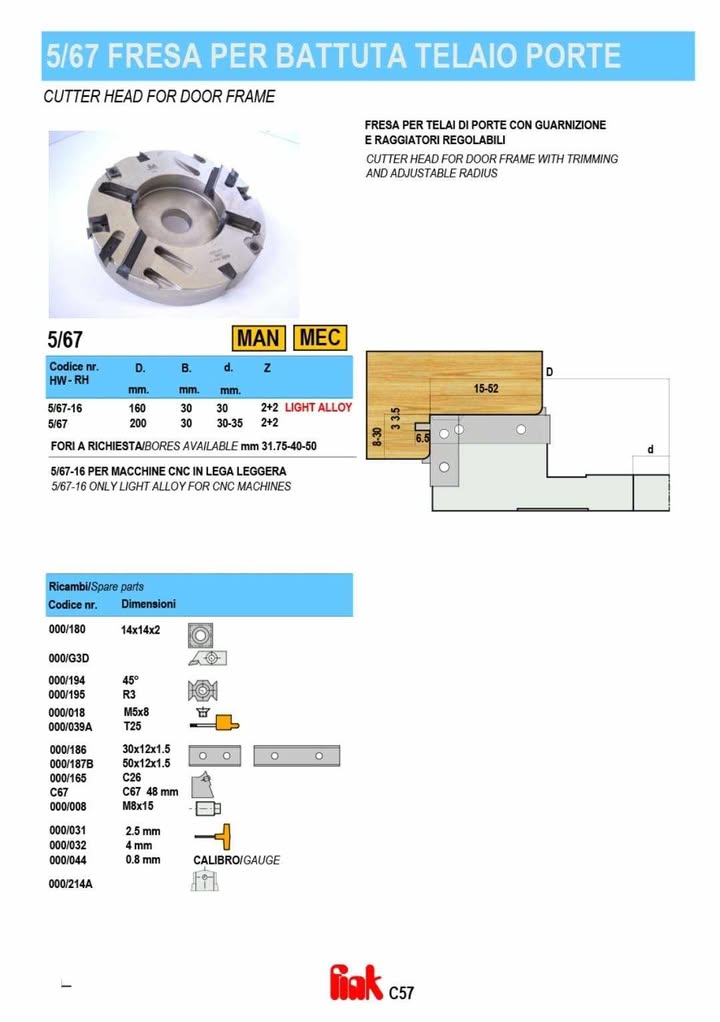 Freza profesională FINK cod.5/67.pentru tocurile de uși,alezaj(gaura pentru ax)35mm. 7 Freza profesională FINK cod.5/67.pentru tocurile de uși,alezaj(gaura pentru ax)35mm. - imagine 7