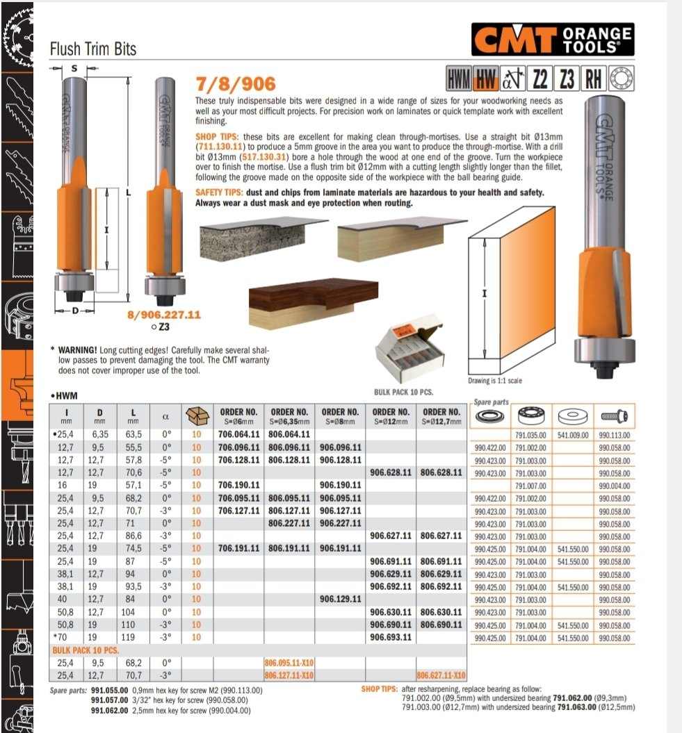Freza CMTpentru conturat,coada de 8mm.cod.906.227.11 6 Freza CMTpentru conturat,coada de 8mm.cod.906.227.11 - imagine 6